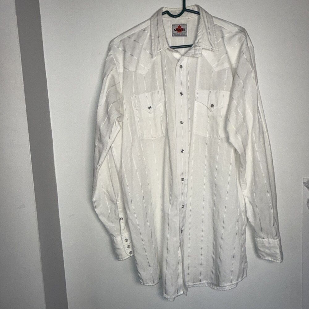 MWG Western Cowboy Pearl Snap  Rodeo Shirt Sz XLT 49 inch chest White